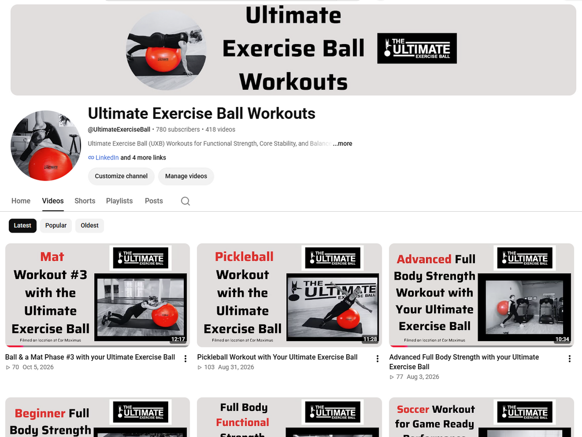 Youtube image of ultimate exercise ball workout videos